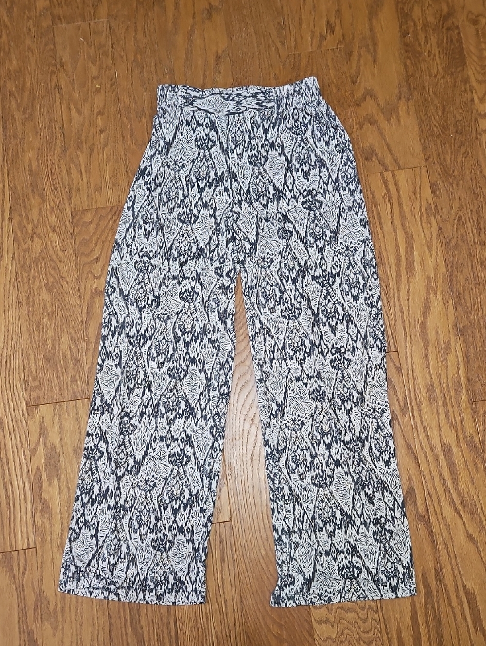 IMAN Global Chic Luxury Resort Gray Beige & Gold Palazzo Pants size XL Long